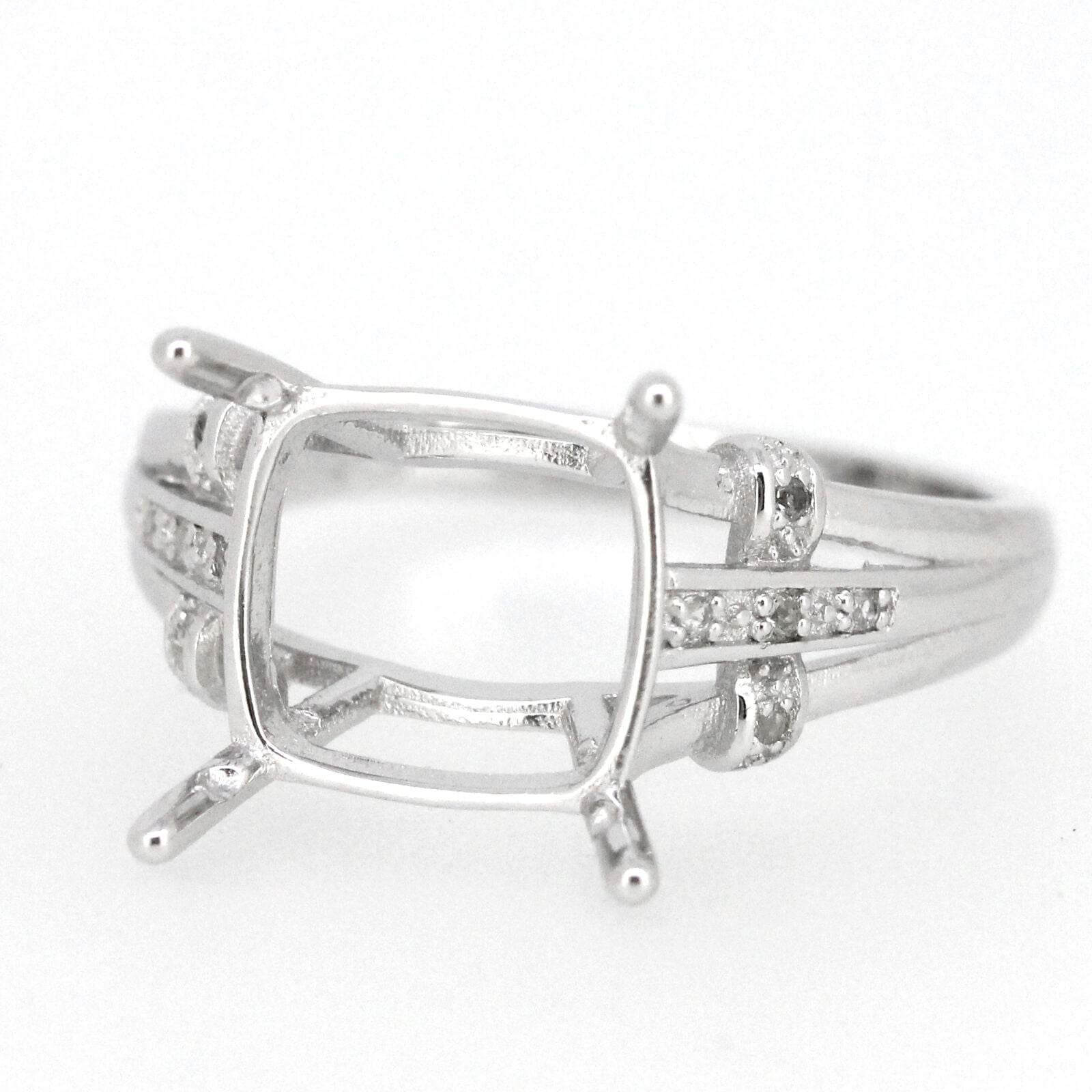 Sterling Silver Semi Mount Ring Setting CU10x10mm W/ Topaz R360 - Syzjewelry