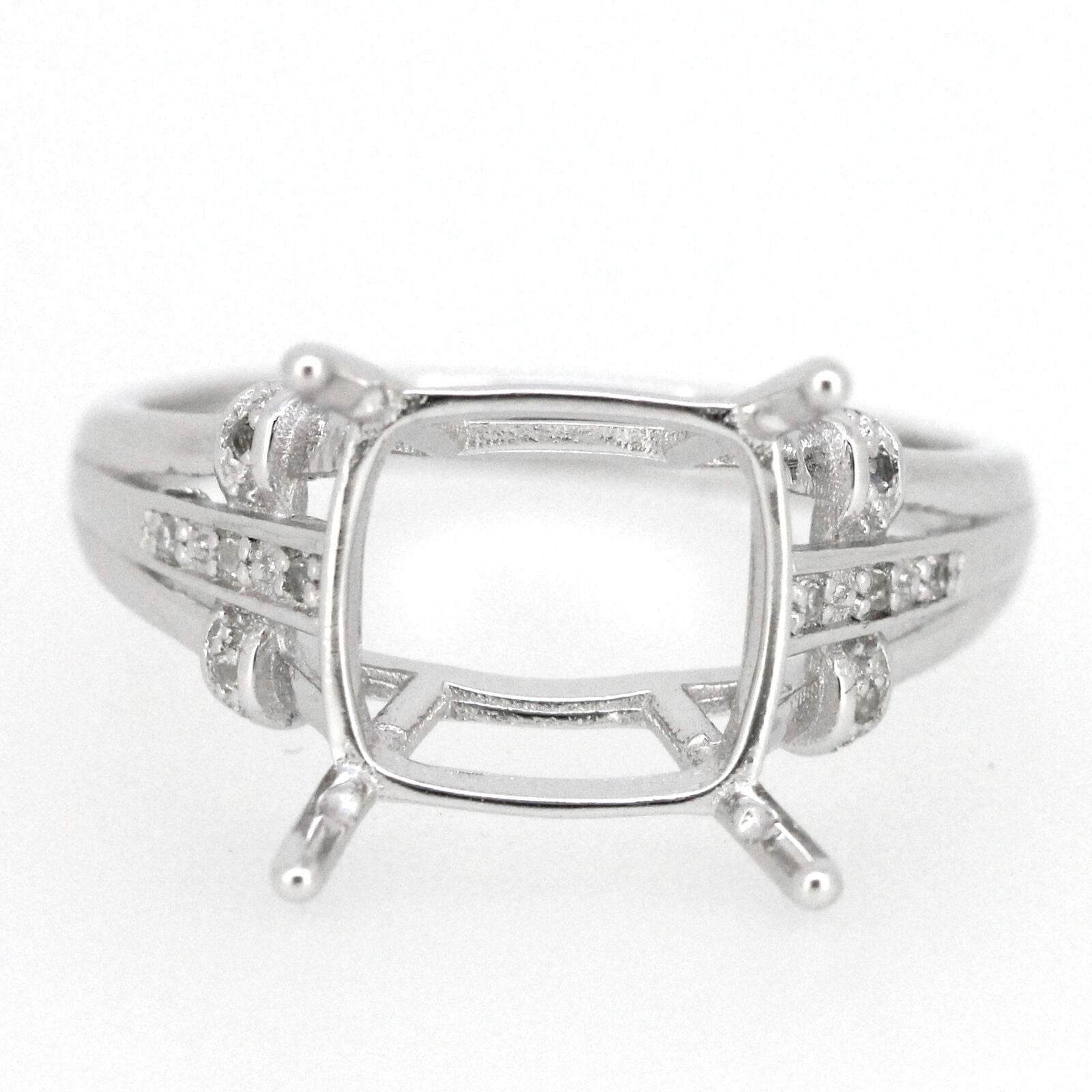 Sterling Silver Semi Mount Ring Setting CU10x10mm W/ Topaz R360 - Syzjewelry