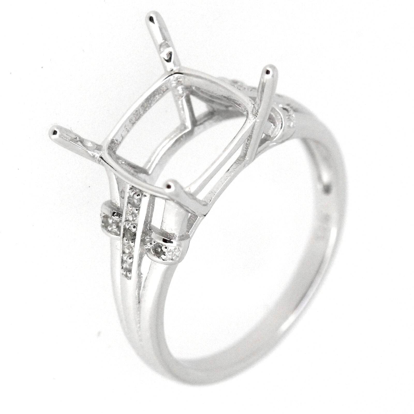 Sterling Silver Semi Mount Ring Setting CU10x10mm W/ Topaz R360 - Syzjewelry