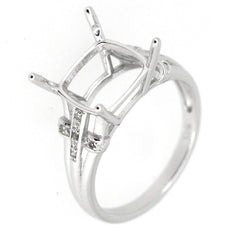 Sterling Silver Semi Mount Ring Setting CU10x10mm W/ Topaz R360 - Syzjewelry