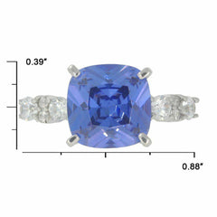 Sterling Silver Semi Mount Ring Setting Cushion CU 10X10mm White Topaz Accent - Syzjewelry