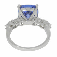 Sterling Silver Semi Mount Ring Setting Cushion CU 10X10mm White Topaz Accent - Syzjewelry