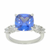 Sterling Silver Semi Mount Ring Setting Cushion CU 10X10mm White Topaz Accent - Syzjewelry