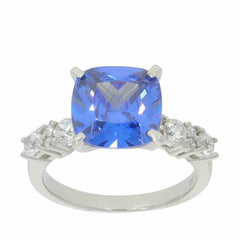 Sterling Silver Semi Mount Ring Setting Cushion CU 10X10mm White Topaz Accent - Syzjewelry