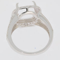 Sterling Silver Semi Mount Ring Setting Cushion CU 12X10mm - Syzjewelry