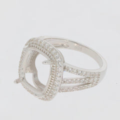 Sterling Silver Semi Mount Ring Setting Cushion CU 12X10mm - Syzjewelry