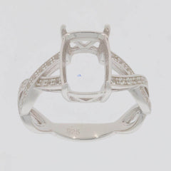 Sterling Silver Semi Mount Ring Setting Cushion CU 12X8mm Twist Shank - Syzjewelry