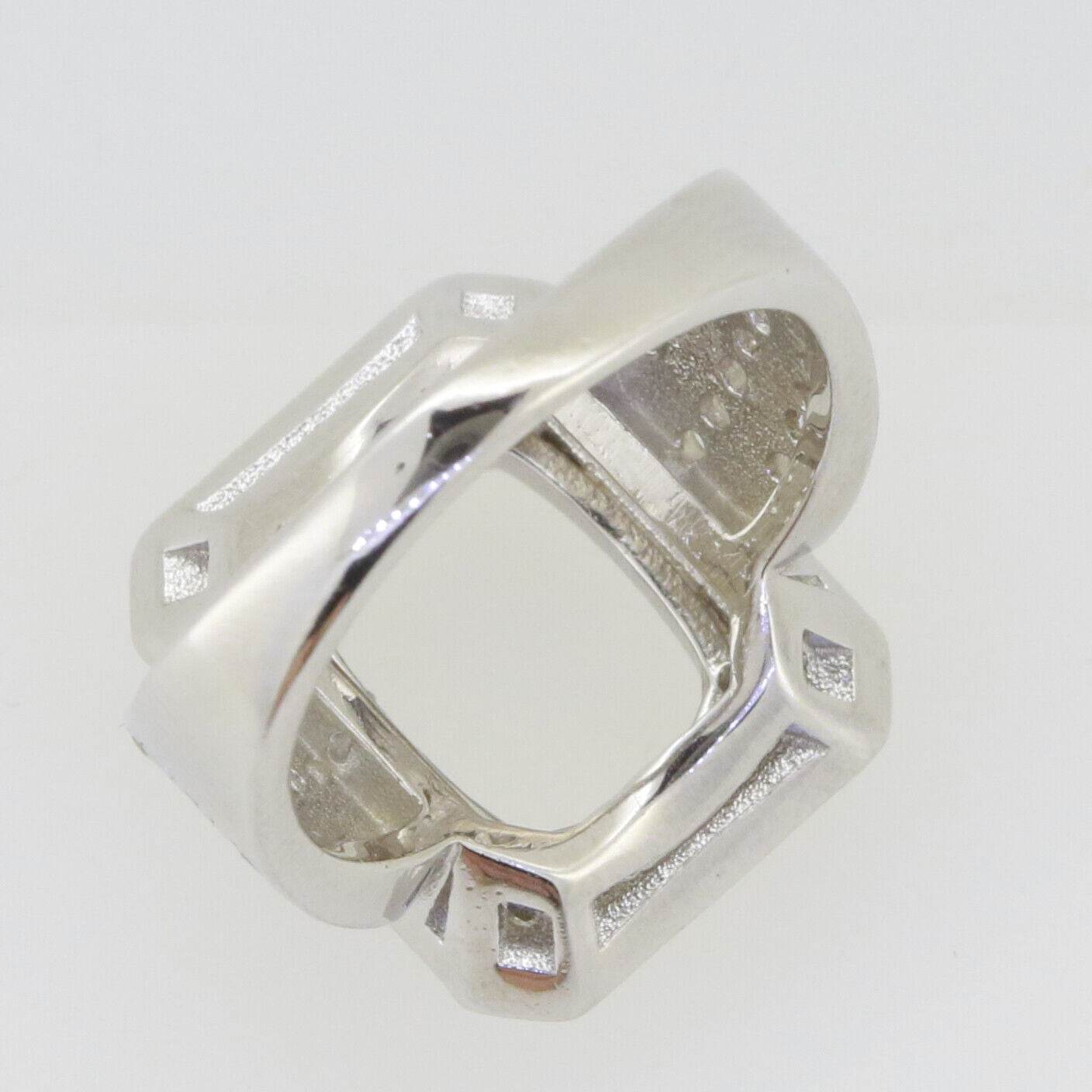 Sterling Silver Semi Mount Ring Setting Cushion Cu 12x9mm Halo White Topaz - Syzjewelry