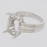 Sterling Silver Semi Mount Ring Setting Cushion CU 14X10mm D-PJC21091R - Syzjewelry