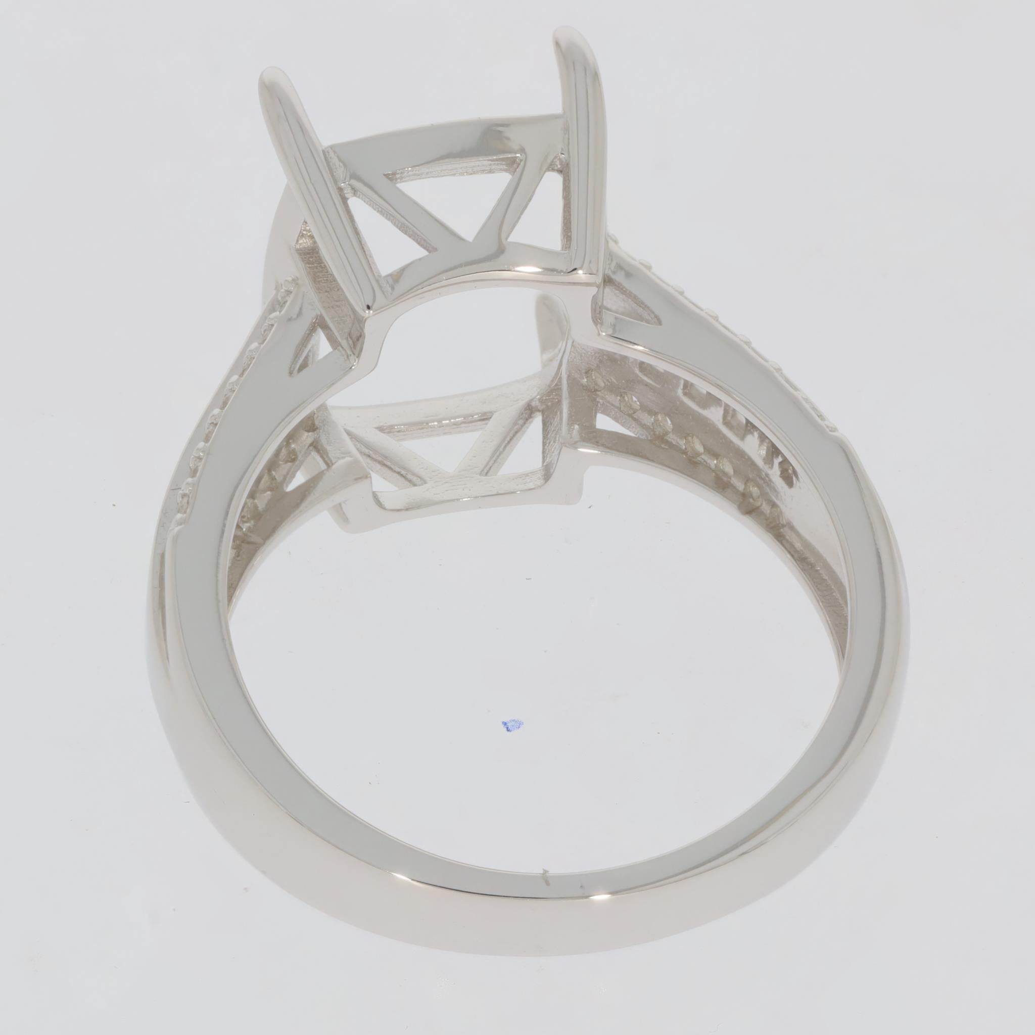 Sterling Silver Semi Mount Ring Setting Cushion CU 14X10mm D-PJC21091R - Syzjewelry