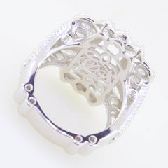 Sterling Silver Semi Mount Ring Setting Cushion CU 14X10mm PE5x3 OV5x3 - Syzjewelry