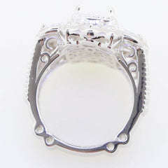 Sterling Silver Semi Mount Ring Setting Cushion CU 14X10mm PE5x3 OV5x3 - Syzjewelry