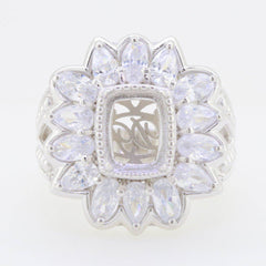 Sterling Silver Semi Mount Ring Setting Cushion CU 14X10mm PE5x3 OV5x3 - Syzjewelry