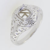 Sterling Silver Semi Mount Ring Setting Cushion CU 6x6mm Vintage Repro - Syzjewelry