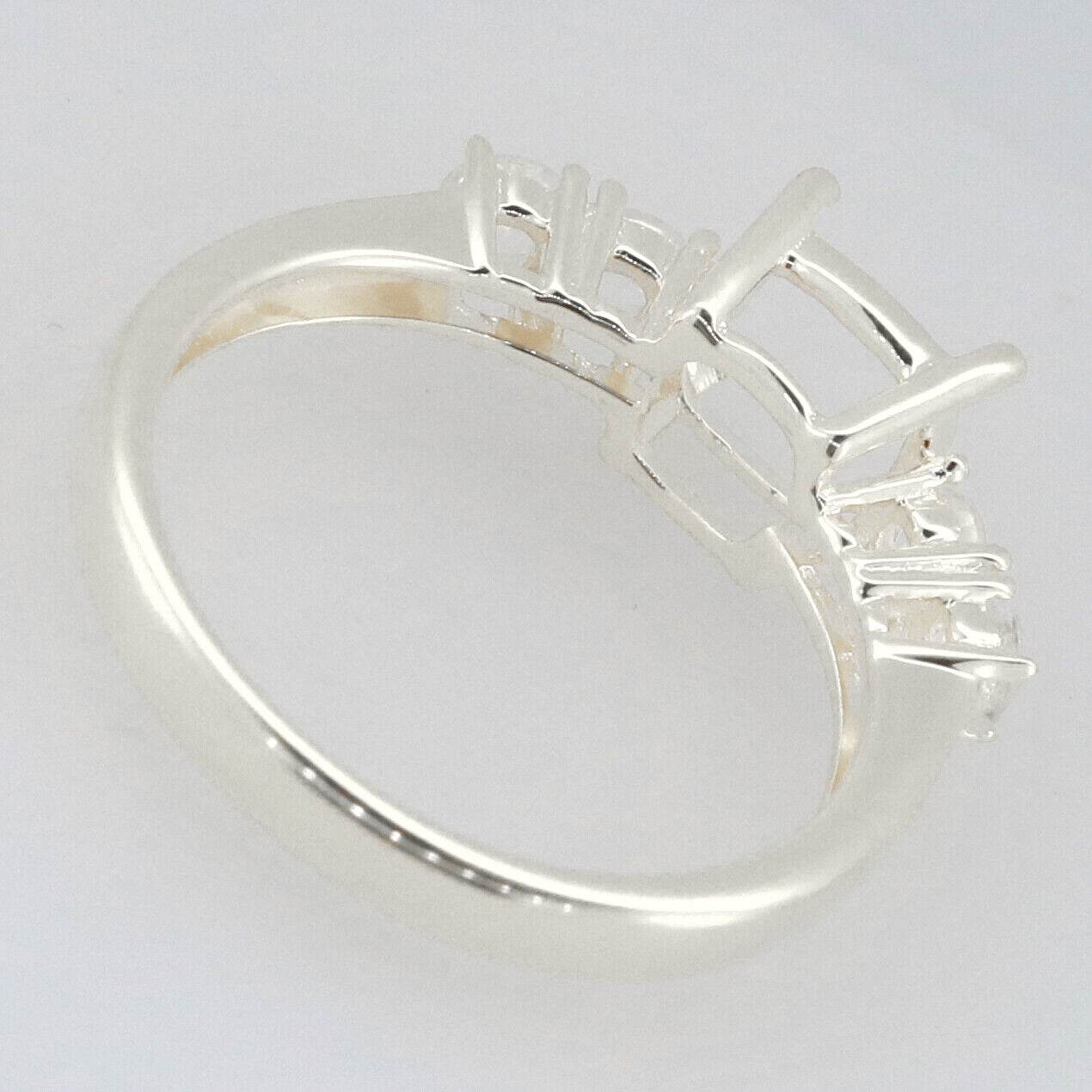 Sterling Silver Semi Mount Ring Setting Cushion CU 7X7mm 5 Stones - Syzjewelry