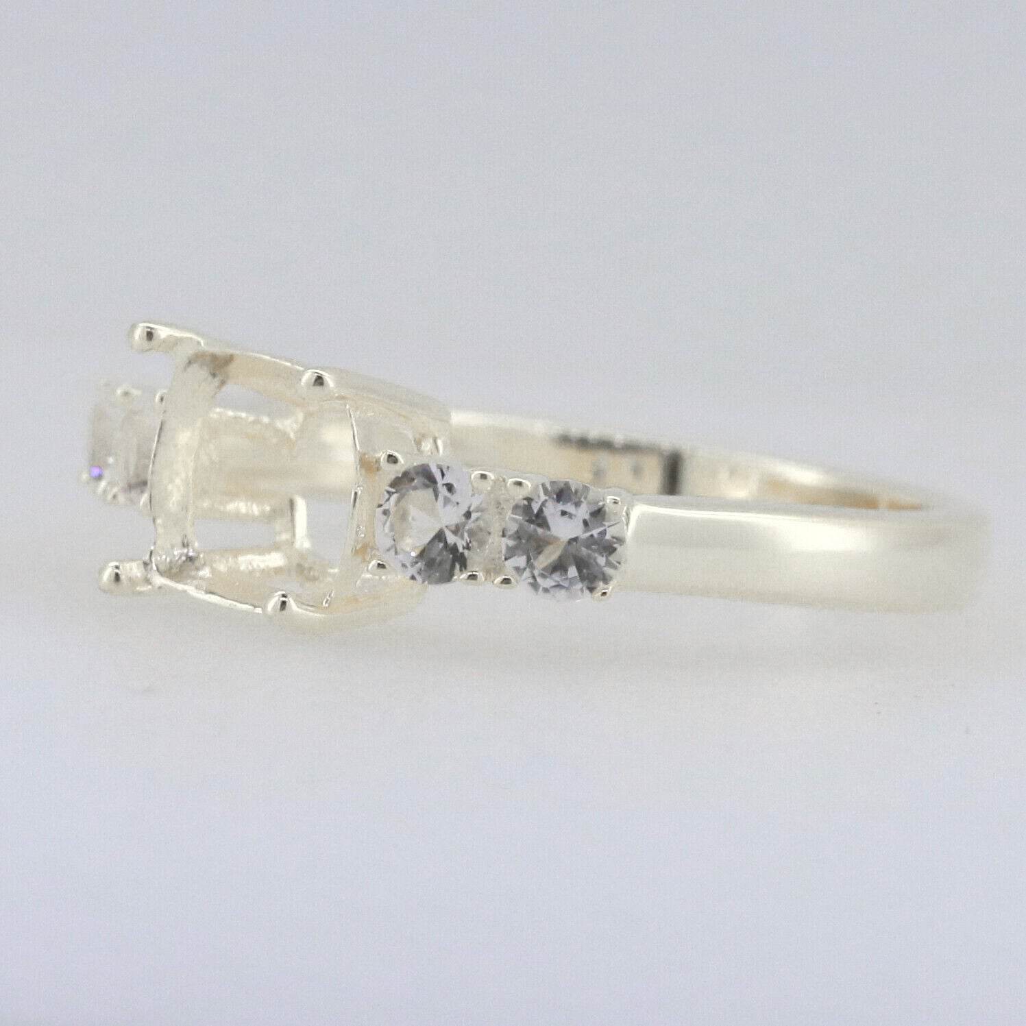 Sterling Silver Semi Mount Ring Setting Cushion CU 7X7mm 5 Stones - Syzjewelry