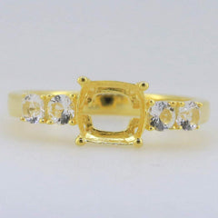 Sterling Silver Semi Mount Ring Setting Cushion CU 7X7mm 5 Stones - Syzjewelry