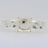Sterling Silver Semi Mount Ring Setting Cushion CU 7X7mm 5 Stones - Syzjewelry
