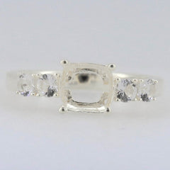Sterling Silver Semi Mount Ring Setting Cushion CU 7X7mm 5 Stones - Syzjewelry