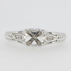 Sterling Silver Semi Mount Ring Setting Cushion CU 7x7mm Filigree Style R195 - Syzjewelry