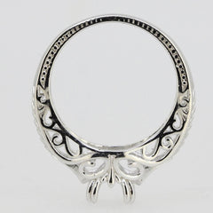 Sterling Silver Semi Mount Ring Setting Cushion CU 7x7mm Filigree Style R195 - Syzjewelry