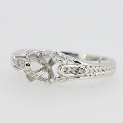 Sterling Silver Semi Mount Ring Setting Cushion CU 7x7mm Filigree Style R195 - Syzjewelry