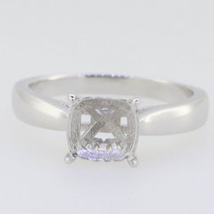 Sterling Silver Semi Mount Ring Setting Cushion CU 7x7mm Solitaire 19411R - Syzjewelry