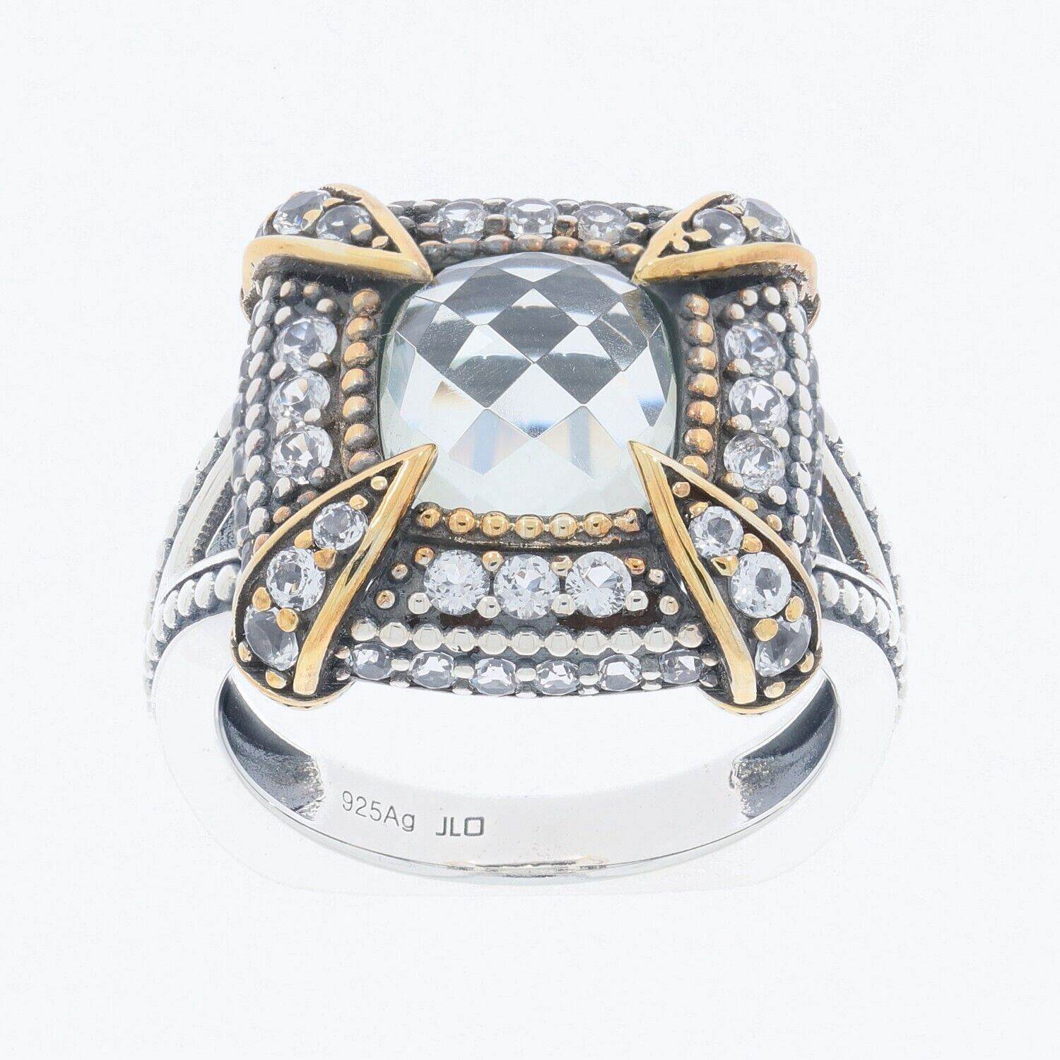 Sterling Silver Semi Mount Ring Setting Cushion CU 8X8mm Two Tone Cabochon - Syzjewelry