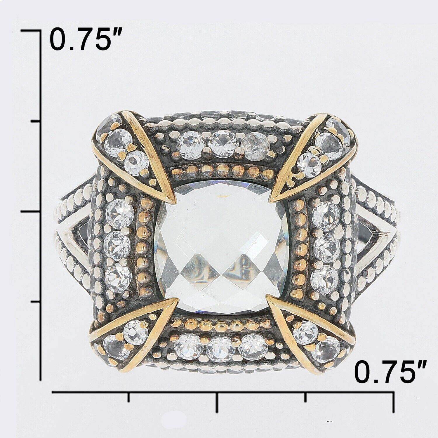 Sterling Silver Semi Mount Ring Setting Cushion CU 8X8mm Two Tone Cabochon - Syzjewelry