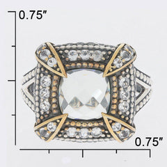 Sterling Silver Semi Mount Ring Setting Cushion CU 8X8mm Two Tone Cabochon - Syzjewelry