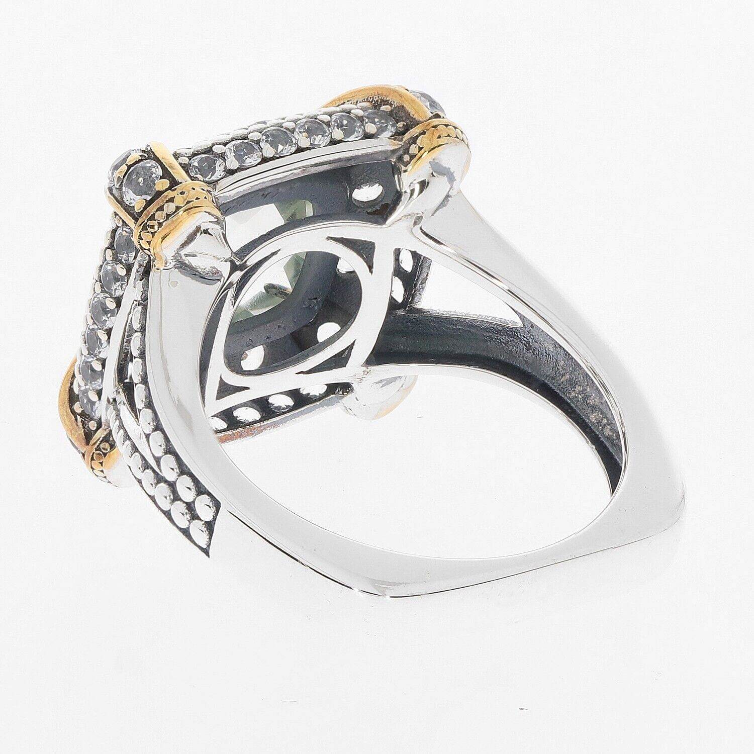 Sterling Silver Semi Mount Ring Setting Cushion CU 8X8mm Two Tone Cabochon - Syzjewelry