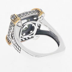 Sterling Silver Semi Mount Ring Setting Cushion CU 8X8mm Two Tone Cabochon - Syzjewelry