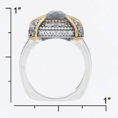 Sterling Silver Semi Mount Ring Setting Cushion CU 8X8mm Two Tone Cabochon - Syzjewelry