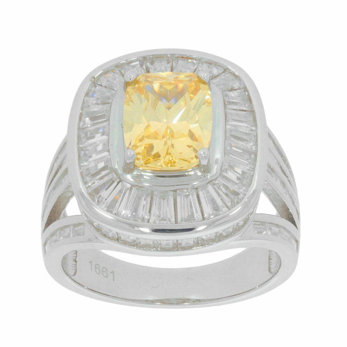 Sterling Silver Semi Mount Ring Setting Cushion CU 9x7mm Channel Baguette Ha - Syzjewelry