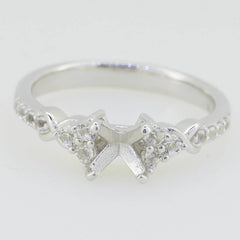 Sterling Silver Semi Mount Ring Setting Cushion CU 5x5mm White Topaz GTL2033 - Syzjewelry