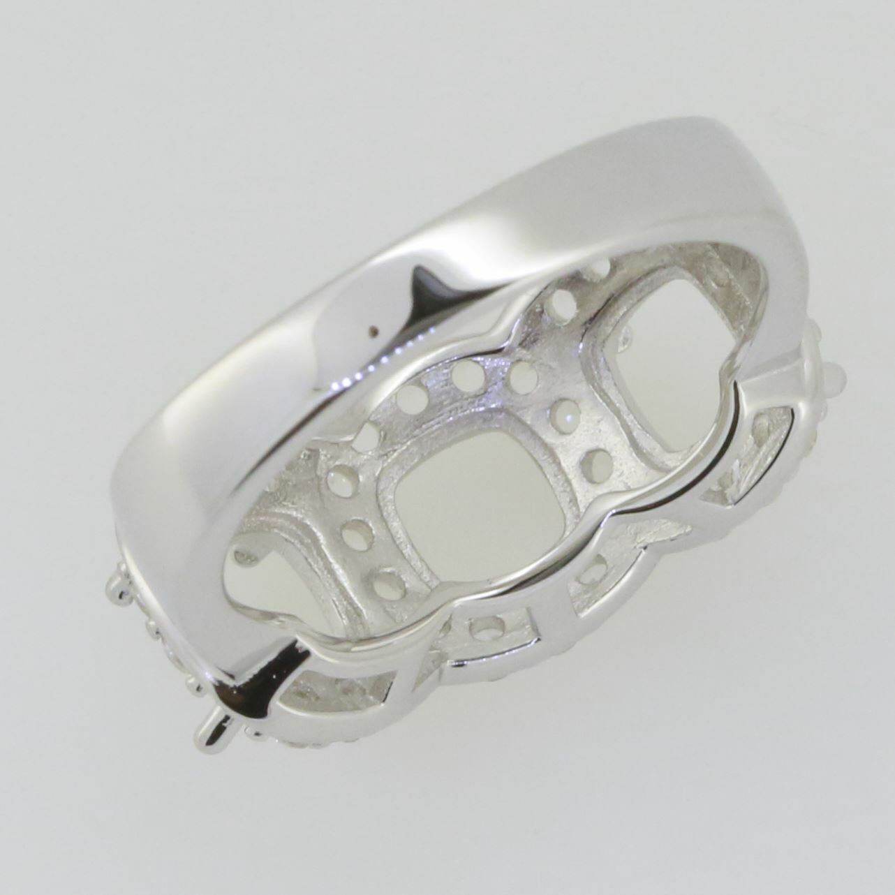 Sterling Silver Semi Mount Ring Setting Cushion CU 6X6mm 3 Stone Topaz - Syzjewelry