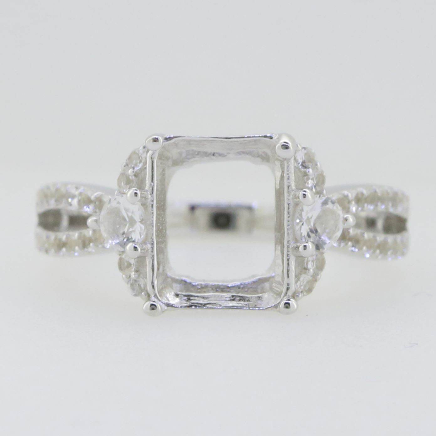 Sterling Silver Semi Mount Ring Setting Emerald OCT 10X8mm Split Shank - Syzjewelry