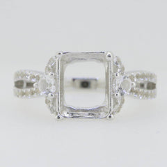 Sterling Silver Semi Mount Ring Setting Emerald OCT 10X8mm Split Shank - Syzjewelry