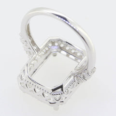Sterling Silver Semi Mount Ring Setting Emerald OCT 14x10mm Halo White Topaz - Syzjewelry