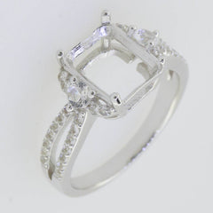 Sterling Silver Semi Mount Ring Setting Emerald OCT 10X8mm Split Shank - Syzjewelry