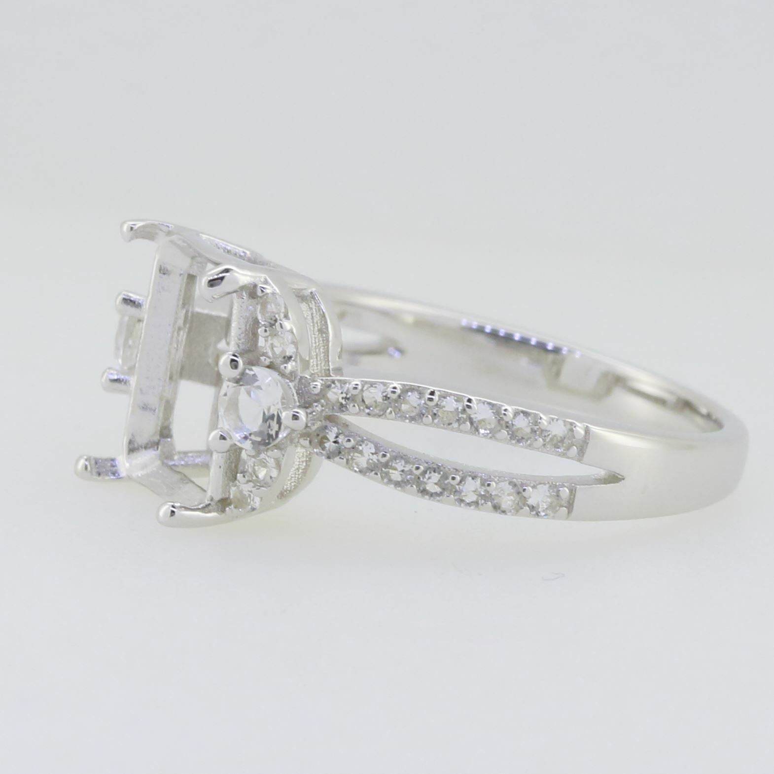 Sterling Silver Semi Mount Ring Setting Emerald OCT 10X8mm Split Shank - Syzjewelry