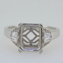 Sterling Silver Semi Mount Ring Setting Emerald OCT 11X9mm White Topaz - Syzjewelry