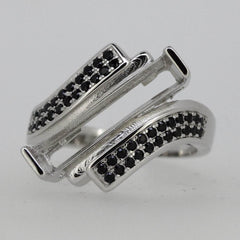 Sterling Silver Semi Mount Ring Setting Emerald OCT 18x4mm Black Spinel - Syzjewelry