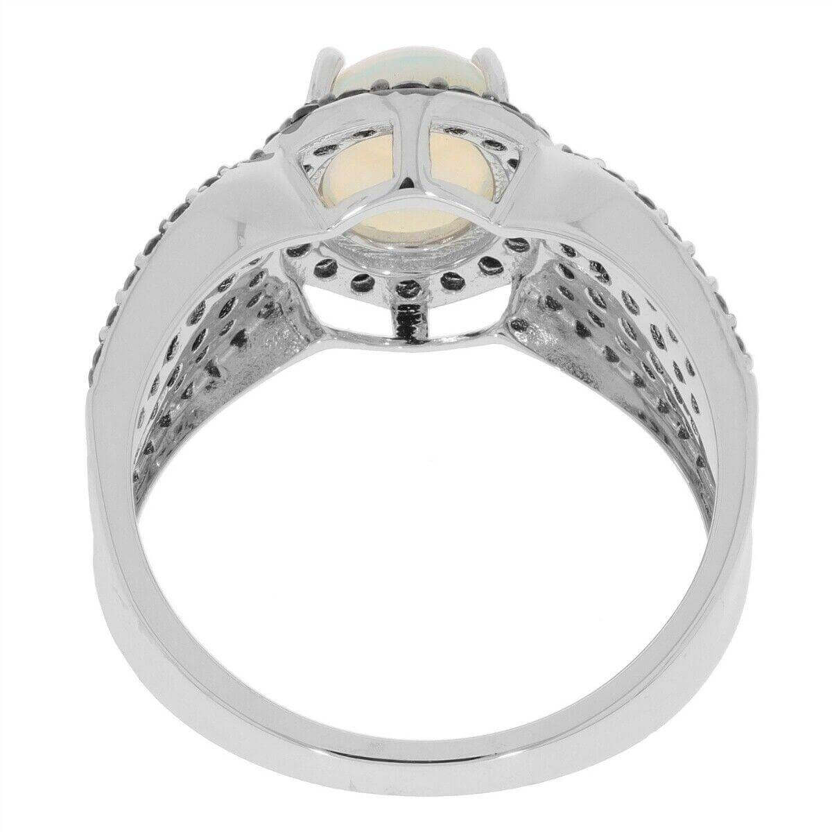 Sterling Silver Semi Mount Ring Setting OV 9x7mm Halo Cabochon White T Solid - Syzjewelry