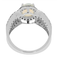 Sterling Silver Semi Mount Ring Setting OV 9x7mm Halo Cabochon White T Solid - Syzjewelry