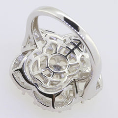 Sterling Silver Semi Mount Ring Setting RD10x10mm OV 6x4mm PE 4x3mm Halo Mounting for Pearl - Syzjewelry