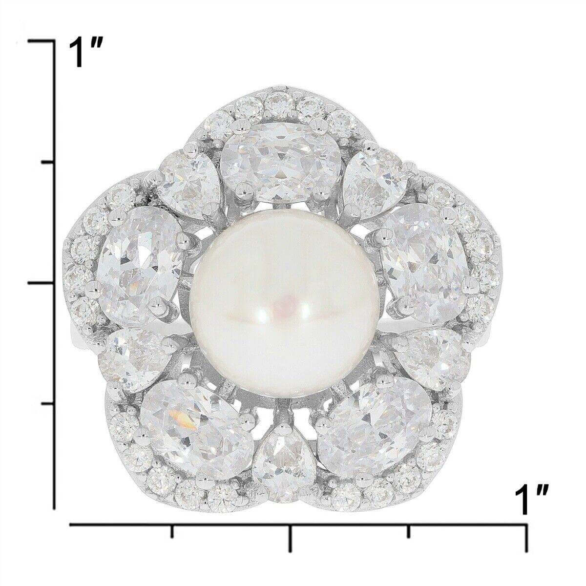 Sterling Silver Semi Mount Ring Setting RD10x10mm OV 6x4mm PE 4x3mm Halo Mounting for Pearl - Syzjewelry