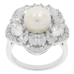 Sterling Silver Semi Mount Ring Setting RD10x10mm OV 6x4mm PE 4x3mm Halo Mounting for Pearl - Syzjewelry