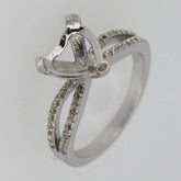 Sterling Silver Semi Mount Ring Setting Heart HT 8x8mm White Topaz L292R292 - Syzjewelry