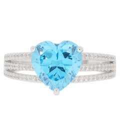 Sterling Silver Semi Mount Ring Setting Heart HT 10X10mm Topaz Split Shank - Syzjewelry
